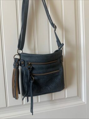 Classic Navy Crossbody Bag with Tassel